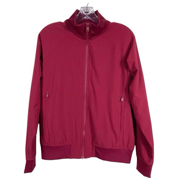 ATHLETA Brooklyn Bomber Jacket Size Small Stretch UPF 50+ Pockets Red Cranberry - Picture 3 of 15